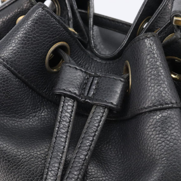 CHANEL Triple COCO Mark Shoulder Bag Caviar Skin Black Gold CC Auth 206050V