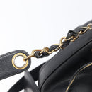 CHANEL Triple COCO Mark Shoulder Bag Caviar Skin Black Gold CC Auth 206050V-18