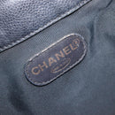 CHANEL Triple COCO Mark Shoulder Bag Caviar Skin Black Gold CC Auth 206050V-19