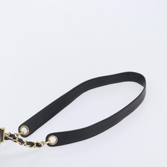 CHANEL Triple COCO Mark Shoulder Bag Caviar Skin Black Gold CC Auth 206050V