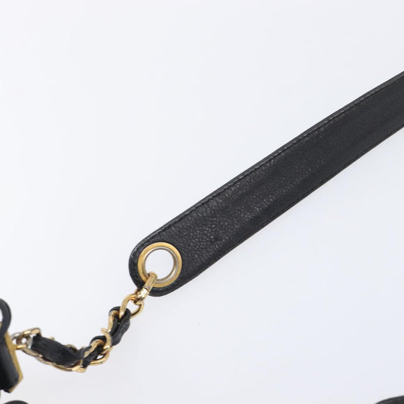 CHANEL Triple COCO Mark Shoulder Bag Caviar Skin Black Gold CC Auth 206050V