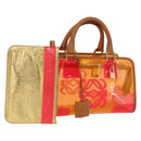 LOEWE Anagram Americana 28 Hand Bag Vinyl Orange Gold Auth 206052V-1