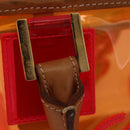 LOEWE Anagram Americana 28 Hand Bag Vinyl Orange Gold Auth 206052V-10