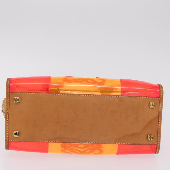 LOEWE Anagram Americana 28 Hand Bag Vinyl Orange Gold Auth 206052V