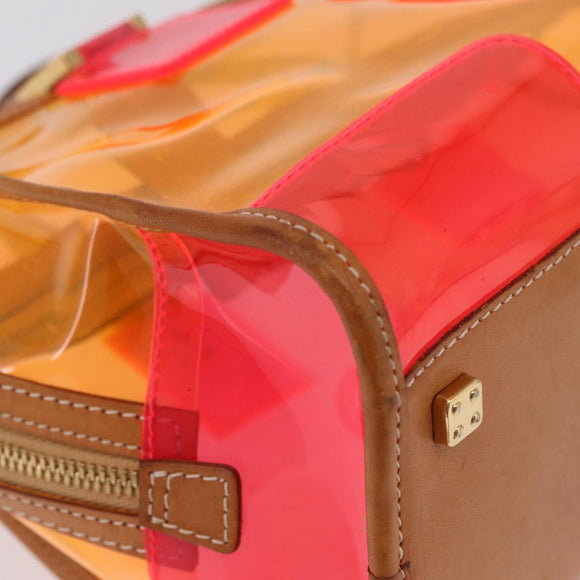 LOEWE Anagram Americana 28 Hand Bag Vinyl Orange Gold Auth 206052V
