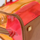 LOEWE Anagram Americana 28 Hand Bag Vinyl Orange Gold Auth 206052V-17