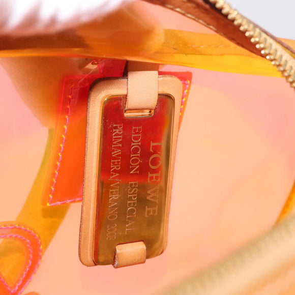 LOEWE Anagram Americana 28 Hand Bag Vinyl Orange Gold Auth 206052V