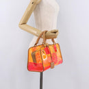 LOEWE Anagram Americana 28 Hand Bag Vinyl Orange Gold Auth 206052V-29