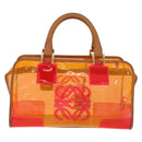 LOEWE Anagram Americana 28 Hand Bag Vinyl Orange Gold Auth 206052V-2
