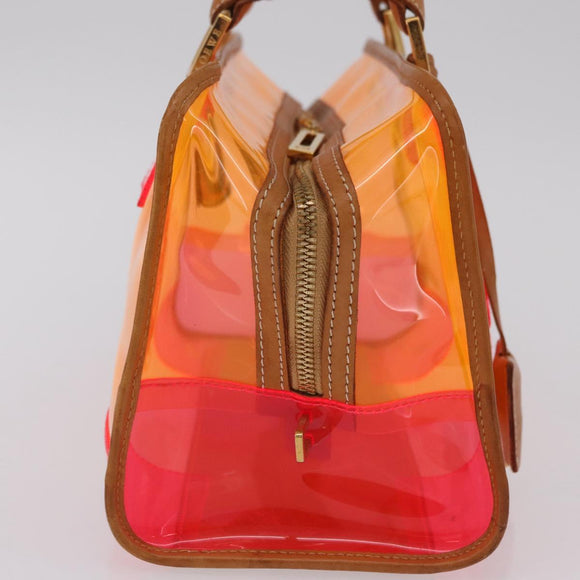 LOEWE Anagram Americana 28 Hand Bag Vinyl Orange Gold Auth 206052V