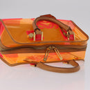 LOEWE Anagram Americana 28 Hand Bag Vinyl Orange Gold Auth 206052V-6