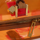 LOEWE Anagram Americana 28 Hand Bag Vinyl Orange Gold Auth 206052V-7
