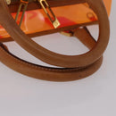 LOEWE Anagram Americana 28 Hand Bag Vinyl Orange Gold Auth 206052V-8
