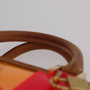 LOEWE Anagram Americana 28 Hand Bag Vinyl Orange Gold Auth 206052V-14