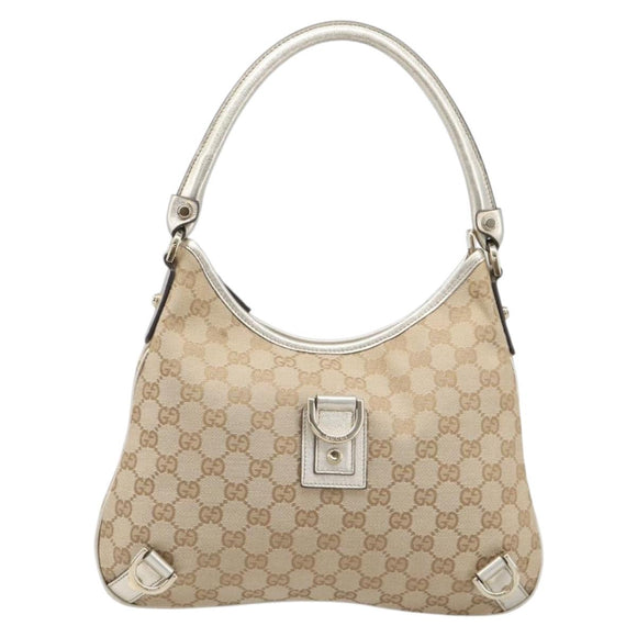 GUCCI GG Canvas Shoulder Bag Beige Gold 130738 Auth 206053V