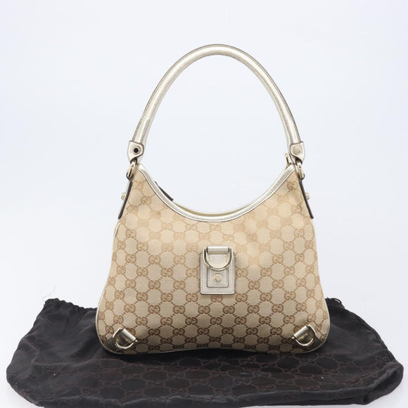 GUCCI GG Canvas Shoulder Bag Beige Gold 130738 Auth 206053V