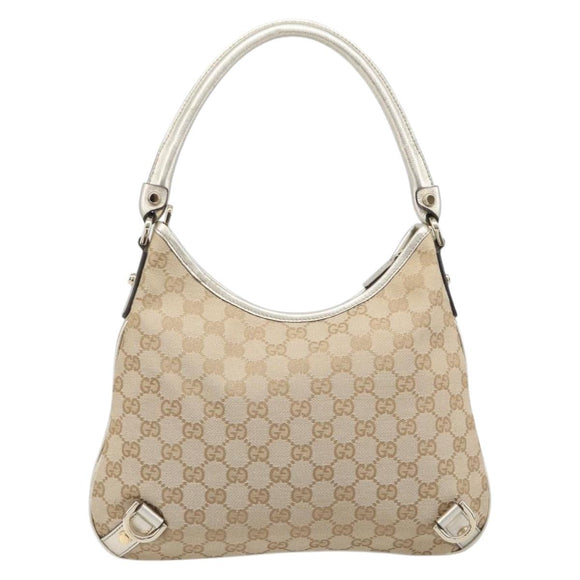 GUCCI GG Canvas Shoulder Bag Beige Gold 130738 Auth 206053V