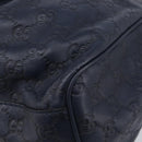 GUCCI GG Canvas Guccissima Sukey Hand Bag Leather Navy Gold 211944 Auth 206054V-15