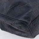 GUCCI GG Canvas Guccissima Sukey Hand Bag Leather Navy Gold 211944 Auth 206054V-16