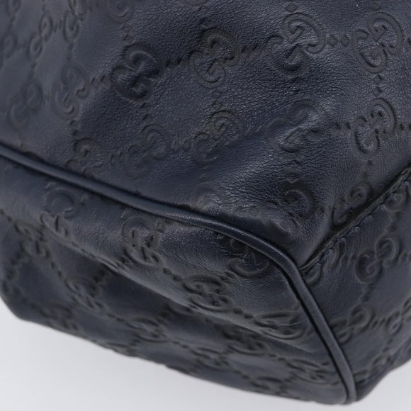 GUCCI GG Canvas Guccissima Sukey Hand Bag Leather Navy Gold 211944 Auth 206054V