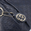 GUCCI GG Canvas Guccissima Sukey Hand Bag Leather Navy Gold 211944 Auth 206054V-17