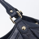 GUCCI GG Canvas Guccissima Sukey Hand Bag Leather Navy Gold 211944 Auth 206054V-18