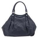 GUCCI GG Canvas Guccissima Sukey Hand Bag Leather Navy Gold 211944 Auth 206054V-2