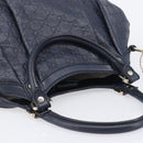 GUCCI GG Canvas Guccissima Sukey Hand Bag Leather Navy Gold 211944 Auth 206054V-6