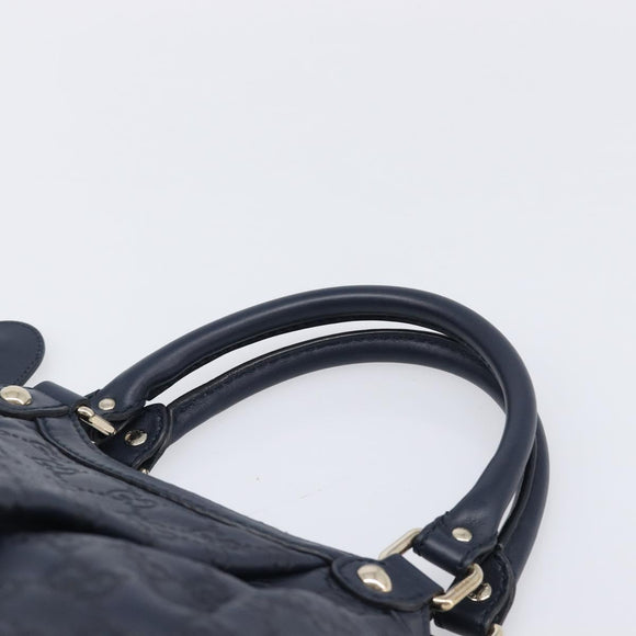 GUCCI GG Canvas Guccissima Sukey Hand Bag Leather Navy Gold 211944 Auth 206054V