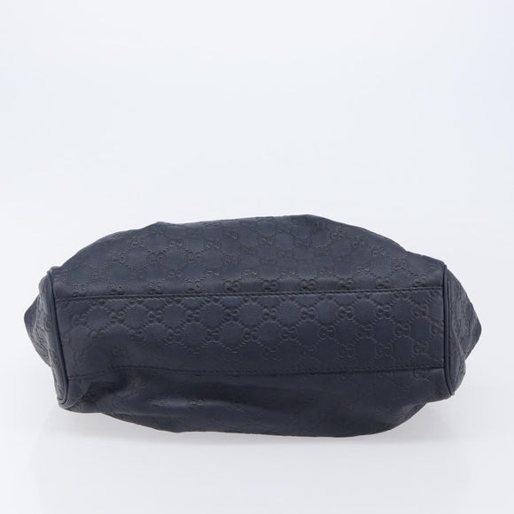 GUCCI GG Canvas Guccissima Sukey Hand Bag Leather Navy Gold 211944 Auth 206054V