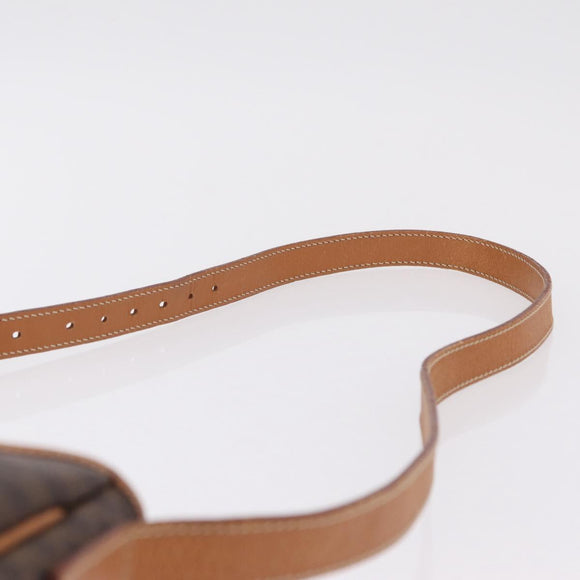 CELINE Macadam Canvas Shoulder Bag PVC Leather Brown Gold Auth 206060