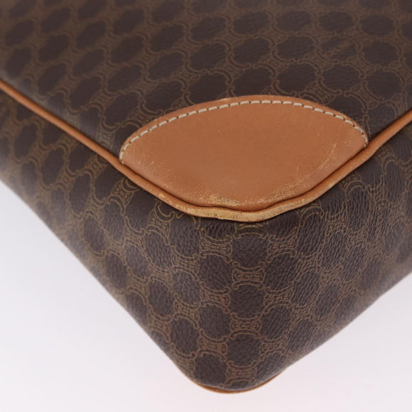 CELINE Macadam Canvas Shoulder Bag PVC Leather Brown Gold Auth 206060