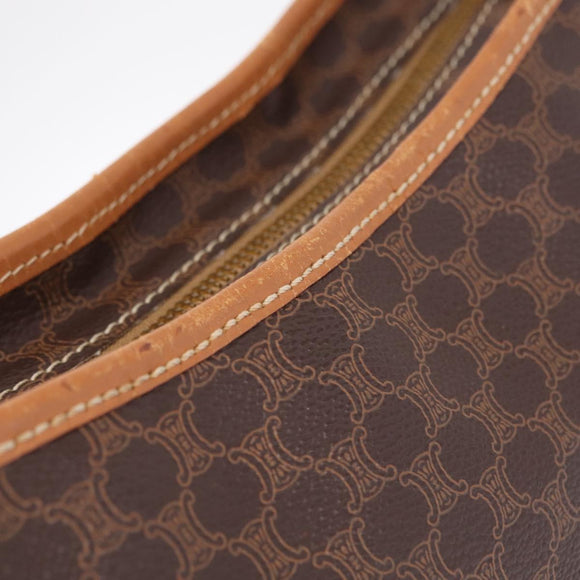 CELINE Macadam Canvas Shoulder Bag PVC Leather Brown Gold Auth 206060