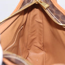 CELINE Macadam Canvas Shoulder Bag PVC Leather Brown Gold Auth 206060-25