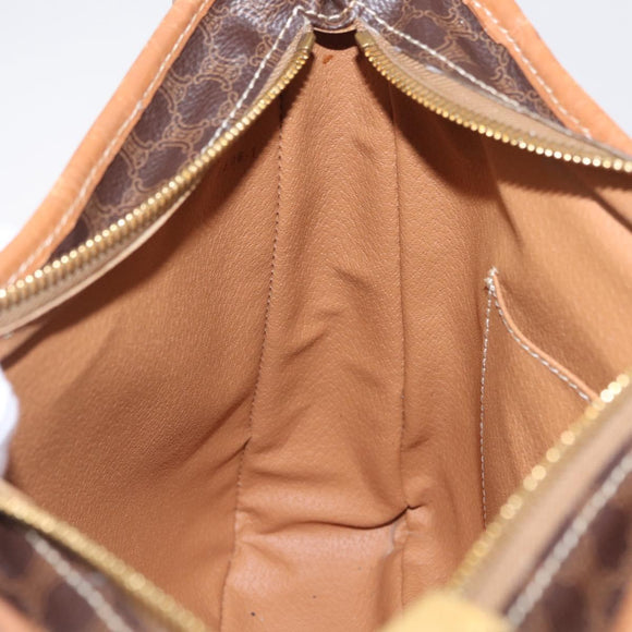 CELINE Macadam Canvas Shoulder Bag PVC Leather Brown Gold Auth 206060