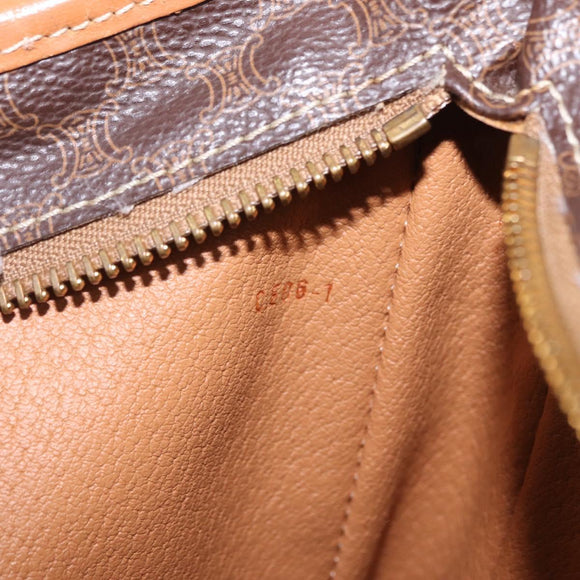 CELINE Macadam Canvas Shoulder Bag PVC Leather Brown Gold Auth 206060