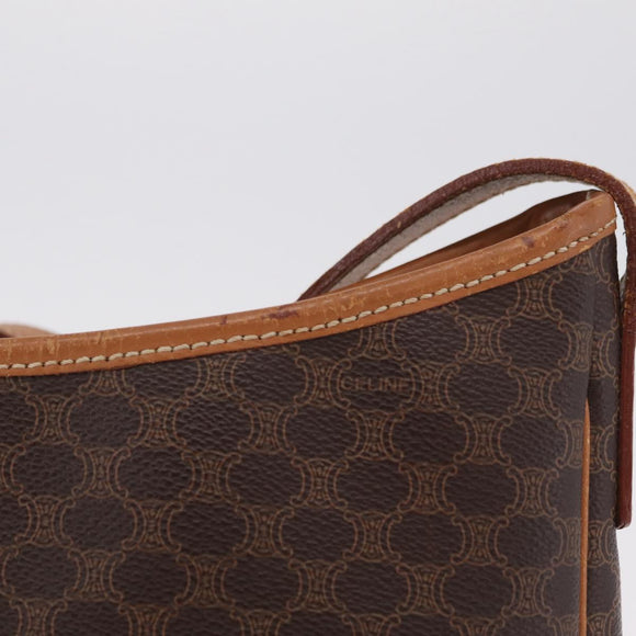 CELINE Macadam Canvas Shoulder Bag PVC Leather Brown Gold Auth 206060