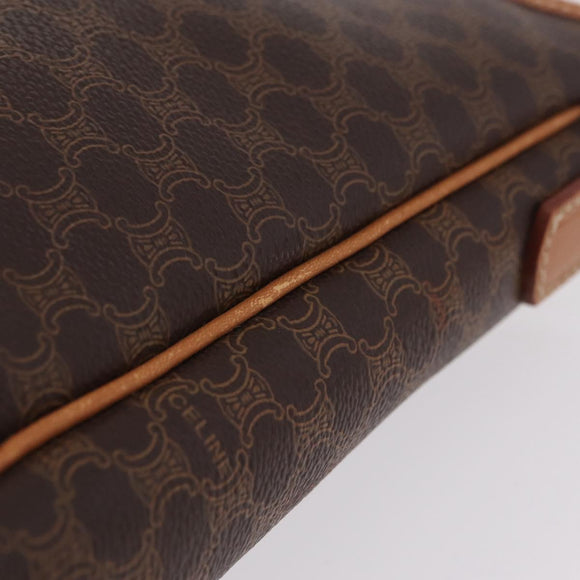 CELINE Macadam Canvas Shoulder Bag PVC Leather Brown Gold Auth 206060
