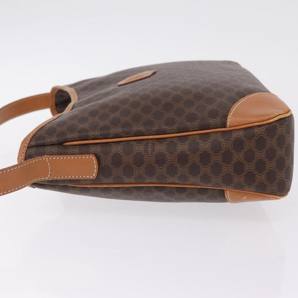 CELINE Macadam Canvas Shoulder Bag PVC Leather Brown Gold Auth 206060