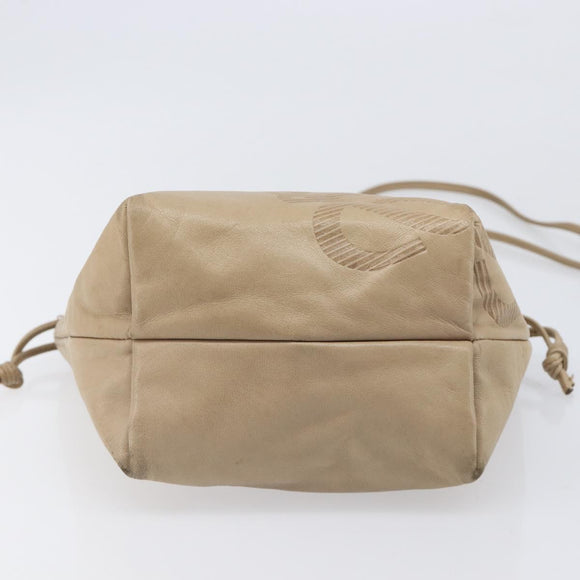 LOEWE Shoulder Bag Leather Beige Gold Auth 206062