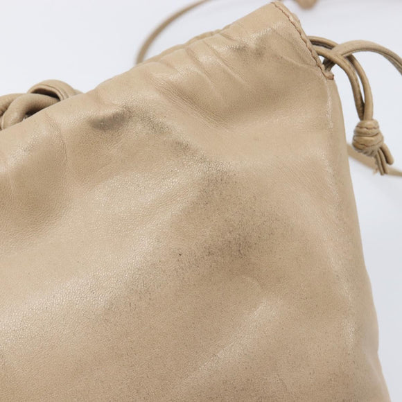 LOEWE Shoulder Bag Leather Beige Gold Auth 206062