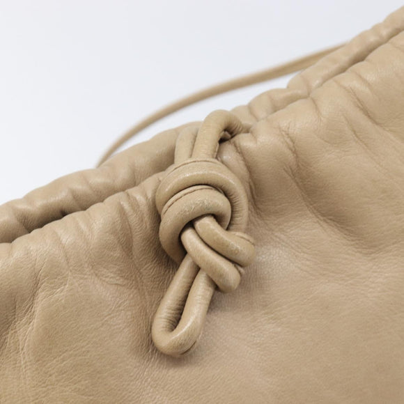 LOEWE Shoulder Bag Leather Beige Gold Auth 206062