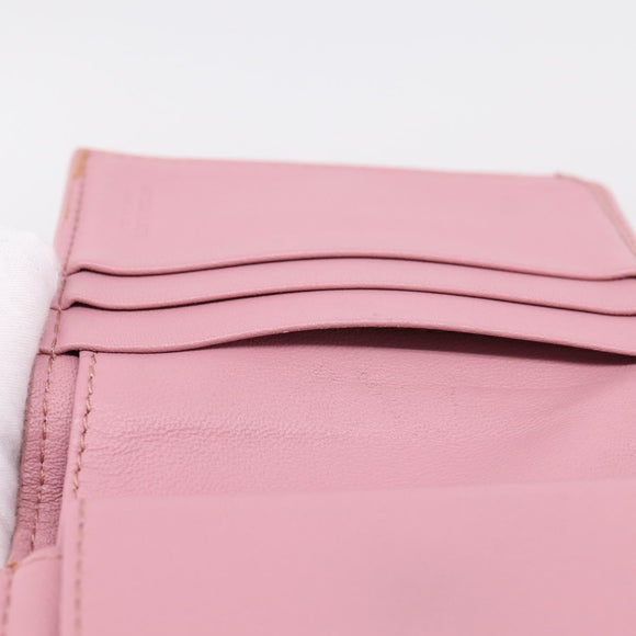 BOTTEGA VENETA INTRECCIATO Compact Wallet Leather Pink Auth 206065V