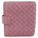 BOTTEGA VENETA INTRECCIATO Compact Wallet Leather Pink Auth 206065V-3