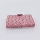 BOTTEGA VENETA INTRECCIATO Compact Wallet Leather Pink Auth 206065V-5