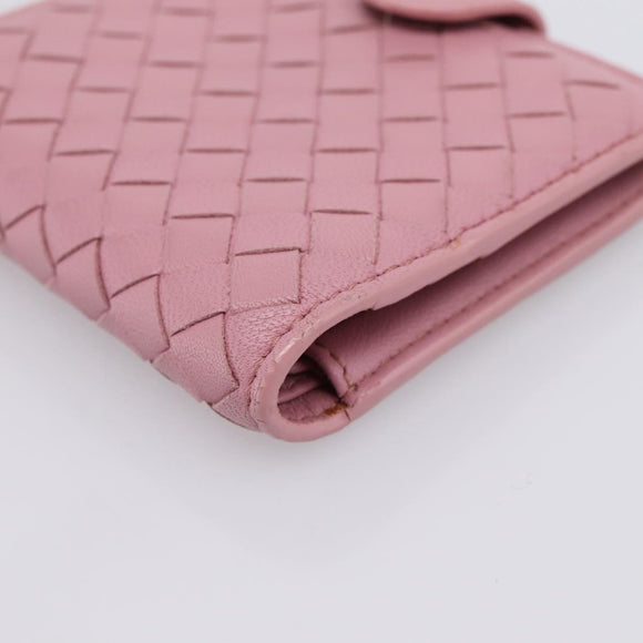 BOTTEGA VENETA INTRECCIATO Compact Wallet Leather Pink Auth 206065V