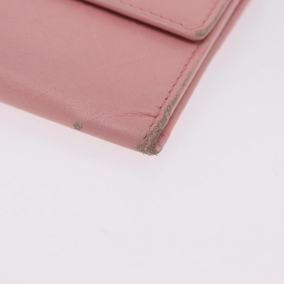CHANEL Wallet Leather Pink Gold CC Auth 206066