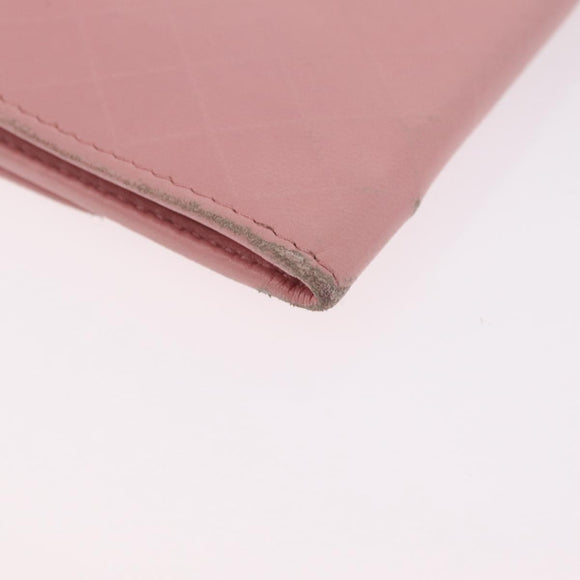 CHANEL Wallet Leather Pink Gold CC Auth 206066