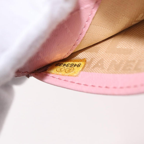 CHANEL Wallet Leather Pink Gold CC Auth 206066
