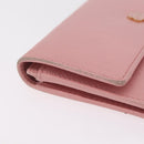 CHANEL Wallet Leather Pink Gold CC Auth 206066-8